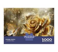 Puzzle De 1000 Pièces pour Adolescents Golden Rose Wall Mural Puzzle Adulte Jeu Manuel Amusant Et Humoristique Interaction Parent-Enfant 52x38cm/1000pcs