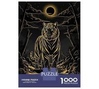 Puzzle De 1000 Pièces pour Adolescents Golden Tiger in Moonlit Forest Puzzle pour Adultes, Jouet, Décoration Murale, pour S'amuser en Famille, Jeu Stimulant, Cadeaux 52x38cm/1000pcs