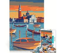 Puzzle de 1000 pièces pour Adolescents Gondole à Venise au Coucher du Soleil décoration Murale pour se remémorer des Souvenirs Cadeau Unique pour Un Anniversaire ou Noël 38x52cm