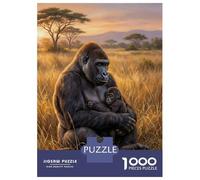 Puzzle De 1000 Pièces pour Adolescents Gorilla Mother and Baby in Savannah Puzzle Jeux De Famille Décoration Murale Cadeaux Uniques pour Anniversaire Et Noël 52x38cm/1000pcs