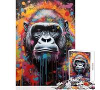 Puzzle de 1000 pièces pour Adolescents Gorille Banksy Art Urbain Décoration intérieure Jouet Cadeau de Noël Secret Jeu éducatif pour stimuler Le Cerveau Dimensions 38x26cm
