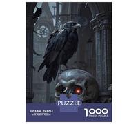 Puzzle De 1000 Pièces pour Adolescents Gothic Skull and Raven Puzzles pour Adultes Jeu Familial Amusant Et Humoristique, Idéal comme Cadeau 52x38cm/1000pcs