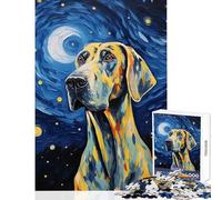 Puzzle de 1000 pièces pour Adolescents Grand Danois Inspiration Van Gogh Décoration Murale Cadeau d'anniversaire Jeu de Manipulation Collection d'artistes Beaux-Arts Format 50x75cm