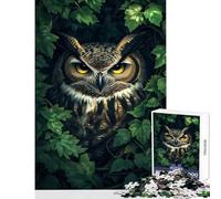 Puzzle de 1000 pièces pour Adolescents Grand-duc d'Amérique dans Le Feuillage Jeu de Construction Idée Cadeau Activité Manuelle Amusante à Faire à la Maison Dimensions 38x26cm