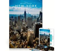 Puzzle de 1000 pièces pour Adolescents Gratte-Ciel de New York Design Finement découpé Jeu de réflexion Cadeau Temps Lent et Amusant Idéal pour Un Anniversaire (38x26cm)
