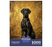 Puzzle De 1000 Pièces Pour Adolescents Great Dane Portrait on Gold Background Puzzles Pour Adultes Vacances À La Maison Pour Se Divertir Interaction Parent-enfant Soirée Jeux Et Divertissement En Fami