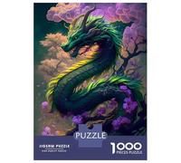 Puzzle De 1000 Pièces pour Adolescents Green Dragon Flowers Casse-tête pour Adolescents - Jeu Difficile Et Stimulant - Cadeau 38x26cm/1000pcs