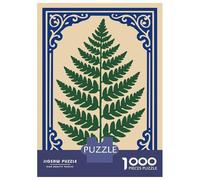 Puzzle De 1000 Pièces pour Adolescents Green Fern with Blue Border Puzzles pour Adultes - Défi Difficile - Activités Amusantes À La Maison pour Les Jeux 52x38cm/1000pcs