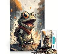 Puzzle de 1000 pièces pour Adolescents Grenouille de Dessin animé avec Sac à Dos et Lunettes Jeu de Concentration et de détente Décoration Murale de Noël (38x26cm)