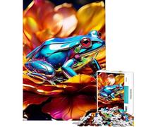 Puzzle de 1000 pièces pour Adolescents Grenouille et Fleur métalliques Puzzle de 1000 pièces Jouet de décoration intérieure défi Stimulant Cadeau de Noël ou d'anniversaire (50x75cm)