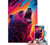 Puzzle de 1000 pièces pour Adolescents Grizzly Roar Jeu Manuel éducatif et Stimulant Cadeau pour Femmes et Hommes décoration intérieure (Dimensions 38x26cm)