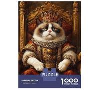 Puzzle De 1000 Pièces pour Adolescents Grumpy Cat King Puzzle Anti-Stress, Amusant Et Original, Cadeau Unique pour Un Anniversaire Ou Noël 38x26cm/1000pcs