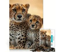 Puzzle de 1000 pièces pour Adolescents Guépard et Son Petit Design Finement découpé Jeu de Concentration pour se détendre et Passer Un Moment agréable Cadeau de Noël ou de Loisirs 38x52cm