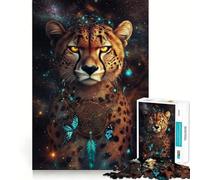 Puzzle de 1000 pièces pour Adolescents Guépard Étoile Filante,Jeu d'art sans Couture pour la Concentration mentale,Temps de Repos et de détente,Cadeau de Noël et de Loisirs (38x26cm)
