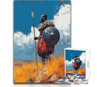 Puzzle de 1000 pièces pour Adolescents : Guerrier Africain avec Lance et Bouclier, Casse-tête, Jeu Familial, améliore la mémoire, Cadeau d'anniversaire Dimensions : 38x26 cm
