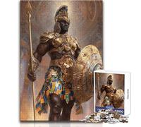 Puzzle de 1000 pièces pour Adolescents : Guerrier Africain en Armure dorée, Design soigné, Jeu Stimulant la mémoire, Cadeau d'anniversaire, Dimensions : 38x26 cm