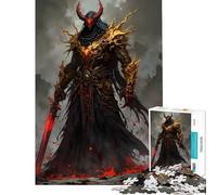 Puzzle de 1000 pièces pour Adolescents Guerrier démon à l'épée Rouge Jeu de réflexion éducatif et Stimulant Cadeau d'anniversaire idéal pour Les Couples (Dimensions 38x26cm)