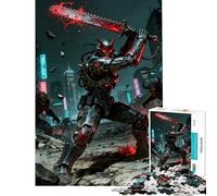 Puzzle de 1000 pièces pour Adolescents Guerrier démon Cyberpunk avec épée tronçonneuse Activités Amusantes à la Maison améliore la mémoire et Offre Un Jeu Relaxant Convient aux Personnes de 14 Ans