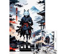 Puzzle de 1000 pièces pour Adolescents Guerrier Kitsune Loup Jouet Japonais Décoration Murale Cadeau d'anniversaire Jeu Relaxant Renforce l'amour au Sein du Couple Dimensions 50x75cm