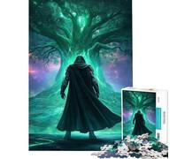 Puzzle de 1000 pièces pour Adolescents Guerrier mystérieux Devant Un Arbre Lumineux Jeu de Puzzle pour Adultes et familles Défi Difficile Cadeau d'anniversaire ou Cadeau Unique (38x52cm)
