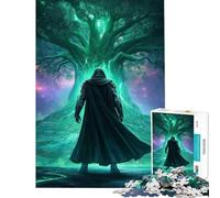 Puzzle de 1000 pièces pour Adolescents Guerrier mystérieux Devant Un Arbre Lumineux Jeu Relaxant Amusant et Humoristique pour Un Anniversaire ou Noël (38x26cm)