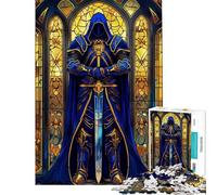 Puzzle de 1000 pièces pour Adolescents Guerrier Paladin en Verre Jeu Familial découpe de précision Cadeau Anti-Stress (Taille 50x75cm)