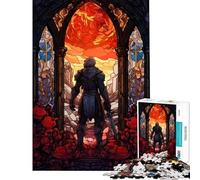 Puzzle de 1000 pièces pour Adolescents Guerrier Paladin vitrail activités ludiques et éducatives à la Maison adapté aux 14 Ans et Plus (38x26cm)
