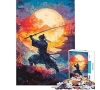 Puzzle de 1000 pièces pour Adolescents Guerrier samouraï Soleil Japonais Puzzle Anti-Stress pour Adultes Jeu Amusant pour Toute la Famille activités Amusantes à la Maison (Taille 38x52cm)