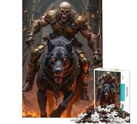 Puzzle de 1000 pièces pour Adolescents Guerrier Squelette chevauchant Un Chien de l'enfer - Jeu éducatif défi et Jouet Familial mais Aussi Cadeau Amusant et Humoristique pour Les Anniversaires