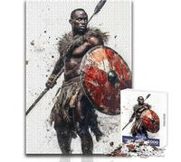 Puzzle de 1000 pièces pour Adolescents - Guerrier zoulou Africain - Design Magnifique - Jeu pour améliorer la mémoire - Cadeau d'anniversaire - Dimensions : 38x52cm