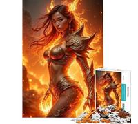 Puzzle de 1000 pièces pour Adolescents Guerrière fougueuse en Armure dorée Jeu de réflexion pour Adultes Amusant et Humoristique Difficile et Stimulant (38x26cm)