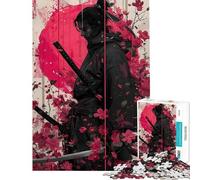 Puzzle de 1000 pièces pour Adolescents Guerriers samouraïs dans Les cerisiers en Fleurs Puzzle pour Adultes Jeu Manuel Passe-Temps idéal Cadeaux de Noël ou d'anniversaire (Taille 38x26cm)