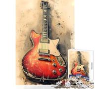 Puzzle de 1000 pièces pour Adolescents Guitare électrique Vintage Décoration Murale Jouet Jeu éducatif et Anti-Stress Dimensions 50x75cm