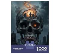 Puzzle De 1000 Pièces pour Adolescents Halloween Horror Skull Decorations Puzzles pour Adolescents Jeux De Détente Difficulté Difficile Cadeaux pour Les Amis Et La Famille 52x38cm/1000pcs