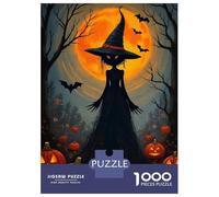 Puzzle De 1000 Pièces pour Adolescents Halloween Witch Pumpkins Bats Puzzles pour Adultes Jeux De Détente Améliore La Mémoire Cadeaux De Noël Et d'anniversaire 52x38cm/1000pcs
