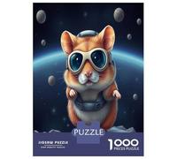 Puzzle De 1000 Pièces pour Adolescents Hamster Astronaut in Space Puzzle pour Adultes, Jouet Anti-Stress, Cadeau d'anniversaire, Activités Amusantes À La Maison, 52x38cm/1000pcs