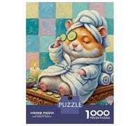 Puzzle De 1000 Pièces pour Adolescents Hamster Spa Day Puzzle pour Adultes Jeux Relaxants Assemblage De Motifs Cadeaux d'anniversaire Et Cadeaux Uniques 52x38cm/1000pcs