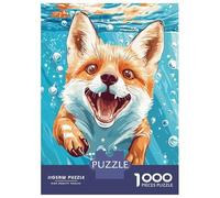 Puzzle De 1000 Pièces pour Adolescents Happy Fox Swimming Underwater Illustration Puzzle pour Adolescents Activités Familiales Interaction Parent-Enfant Cadeaux pour Amis Et Famille 70x50cm/1000pcs