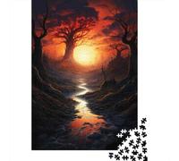 Puzzle De 1000 Pièces pour Adolescents Haunting Sunset in The Forest Puzzles pour Adolescents Jeux De Détente Difficulté Difficile Cadeaux pour Les Amis Et La Famille 70x50cm/1000pcs