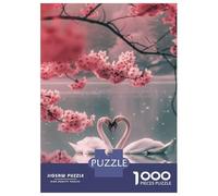 Puzzle De 1000 Pièces pour Adolescents Heart Shaped Love Swans Puzzle pour Adultes Jeu Manuel Décoration Murale Cadeaux pour Amis Et Famille 70x50cm/1000pcs