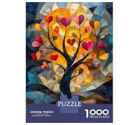 Puzzle De 1000 Pièces pour Adolescents Heart Tree of Love in Stained Glass Style Puzzles pour Adultes - Jeu Manuel - Décoration Intérieure - Cadeaux Uniques pour Anniversaire Et Noël 70x50cm/1000pcs