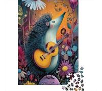 Puzzle De 1000 Pièces pour Adolescents Hedgehog Playing Guitar Art Print Puzzles pour Adultes Jeu Familial Amusant Et Humoristique, Idéal comme Cadeau 70x50cm/1000pcs