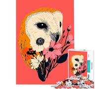 Puzzle de 1000 pièces pour Adolescents Hibou et Fleurs Jeu Stimulant et Amusant Idée Cadeau Originale (Dimensions 38x52cm)