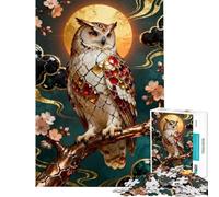 Puzzle de 1000 pièces pour Adolescents Hibou orné de Bijoux sur Une Branche avec Lune Jouet éducatif et ludique pour Toute la Famille décoration Murale Cadeau pour Femmes et Hommes (38x26cm)