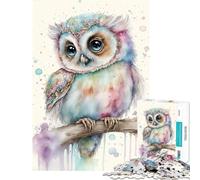 Puzzle de 1000 pièces pour Adolescents Hibou Pastel Mignon Jeu Familial Stimulant l'intelligence et Le Cerveau Jouet addictif Cadeau de Père Noël Secret Améliore la mémoire (Dimensions 38x52cm)
