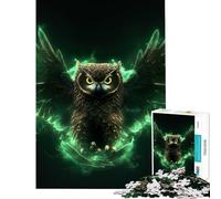Puzzle de 1000 pièces pour Adolescents Hibou Vert néon Phosphorescent Jeu Stimulant et éducatif Une véritable œuvre d'art Cadeau et Jouet idéal (Dimensions 38x26cm)