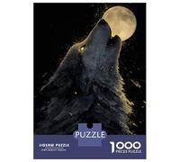 Puzzle De 1000 Pièces pour Adolescents Howling Wolf at The Moon Puzzle Jeu Manuel Difficile Difficile Cadeaux pour Les Amis Et La Famille 38x26cm/1000pcs