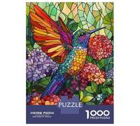 Puzzle De 1000 Pièces pour Adolescents Hummingbird in Bloom Stained Glass Puzzles pour Adultes - Jeu De Réflexion Difficile Et Stimulant À Compléter 70x50cm/1000pcs
