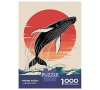 Puzzle De 1000 Pièces pour Adolescents Humpback Whale Breaching at Sunset Puzzle Adulte Jouets Anti-Stress Cadeaux pour Femmes Cadeaux Uniques pour Anniversaire Et Noël 52x38cm/1000pcs