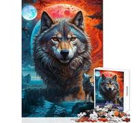 Puzzle de 1000 pièces pour Adolescents Hurlement à la Lune du Loup Solitaire Jeu éducatif Cadeau d'anniversaire pour s'amuser en Famille (38x26cm)